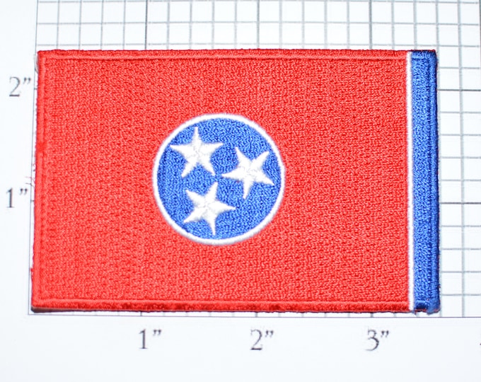 Tennessee State Flag Iron-On Vintage Embroidered Travel Patch Emblem Badge, Trip Souvenir Gift Idea Collectible Vacation e26a