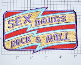 Sex Drugs and Rock & Roll Iron-on Embroidered Clothing Patch for Jacket Vest Shirt Hat Music Concert Goer Gift Idea Classic Saying Boho e32c