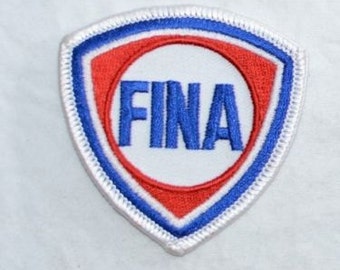 FINA Oil Gas Station Iron-On Vintage Embroidered Clothing Patch Mint Condition Collectible Mechanic Garage Car Guy Workshirt Emblem Logo s7