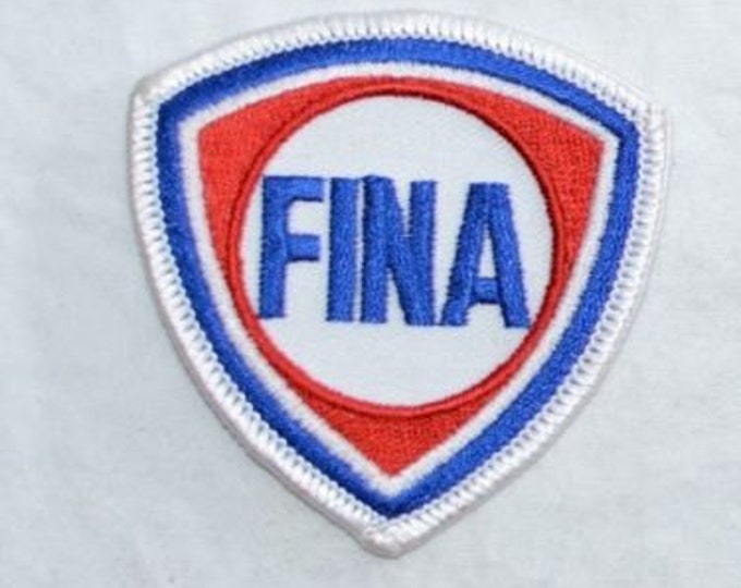 FINA Oil Gas Station Iron-On Vintage Embroidered Clothing Patch Mint Condition Collectible Mechanic Garage Car Guy Workshirt Emblem Logo s7