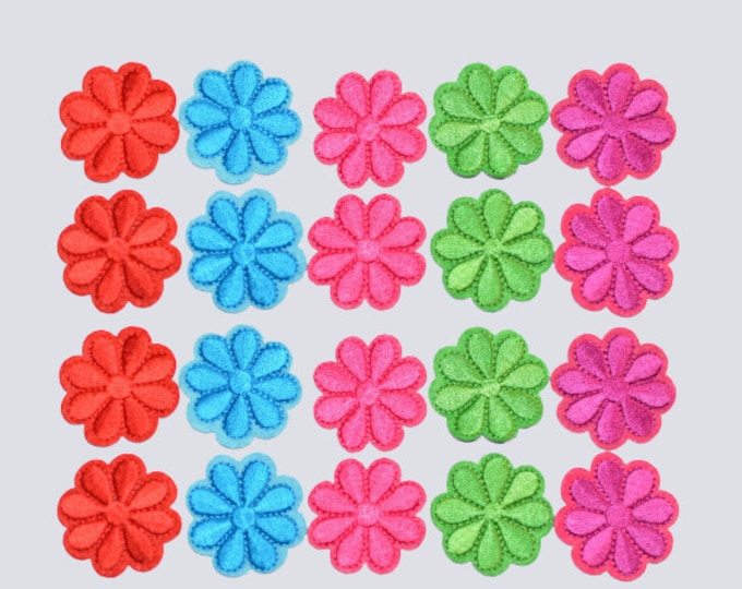 Flower Iron-on Patch Applique Lot of (20 Pieces, Choose Color) Great for Clothing Embellishment Dolls, Cards, Crafts Cute Fun DIY Accent ap3