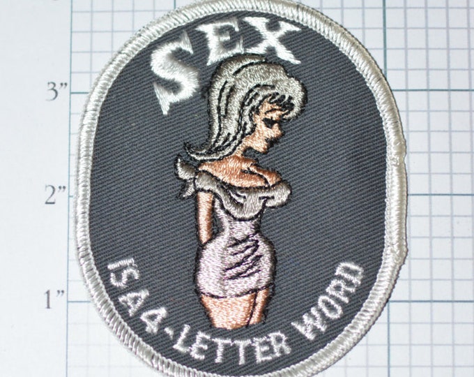 Sex is a 4-Letter Word (White Border) - Funny Flirty Naughty Sexual Icebreaker Sew-On Vintage Patch Jacket Patch Vest Patch Biker Patch e13