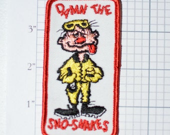 Damn the Sno-Snakes Sew-On Vintage Patch Funny Icebreaker Skiing Snowboarding Snow Snake Downhill Skiing Jacket Patch Vest Patch s1