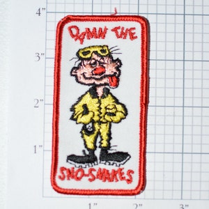 Damn the Sno-Snakes Sew-On Vintage Patch Funny Icebreaker Skiing Snowboarding Snow Snake Downhill Skiing Jacket Patch Vest Patch s1