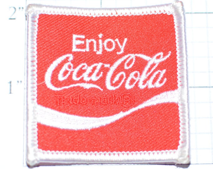 Enjoy Coca Cola Authentic Vintage Iron-On Patch Red Background Coke Company Formed 1886 - 2" Square Patch  s9