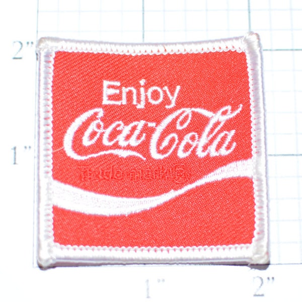 Enjoy Coca Cola Authentic Vintage Iron-On Patch Red Background Coke Company Formed 1886 - 2" Square Patch  s9