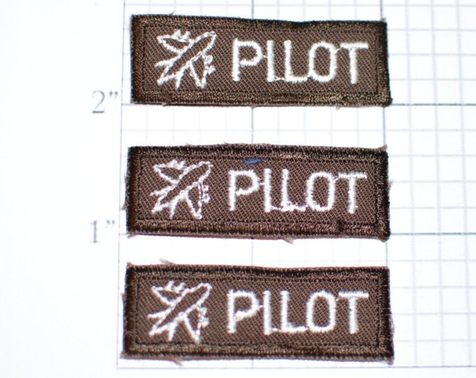 PILOT Vintage Embroidered Iron-on Clothing Patch (Lot of 3 Pieces) Vietnam Era Armed Services Airplane Name Tag Uniform Shirt Patch ap2