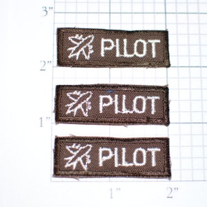 PILOT Vintage Embroidered Iron-on Clothing Patch (Lot of 3 Pieces) Vietnam Era Armed Services Airplane Name Tag Uniform Shirt Patch ap2