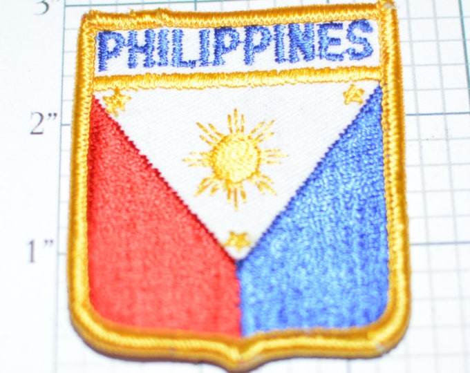 Philippines Iron-On Vintage Travel Patch Souvenir Manila Jacket Patch Vest Patch Asia Jeans Patch Backpack Patch Shield Flag Collectible d4