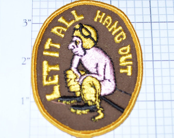 Let is All Hang Out - Cute Funny Sew-On Vintage Embroidered Patch - Naked Man Nudist Jacket Patch Jeans Patch Backpack Patch Skiing Ski e15a