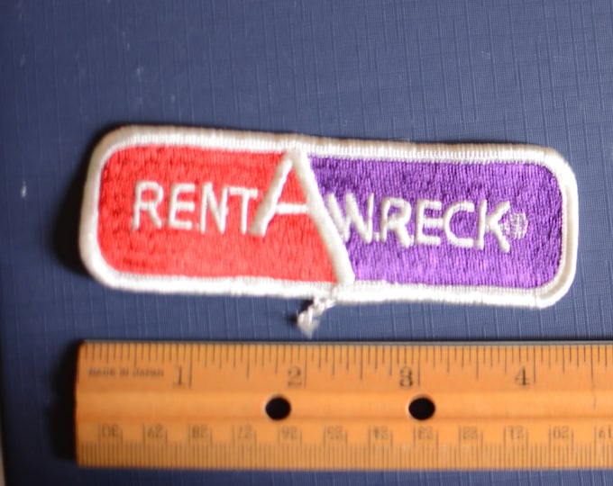 RENT A WRECK RentAWreck - Vintage Iron-On Patch for Uniform Shirt Jacket Hat Rental Car Company Agency Funny Logo Emblem Insignia s12