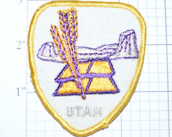 UTAH Travel Souvenir Sew-On Vintage Patch Bryce Mount Zion Nation Park Salt Lake City Mountains Skiing Mormon Church  e10g