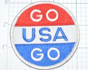 GO USA GO 3" Vintage Embroidered Clothing Patch Patriotic United States Supporter
