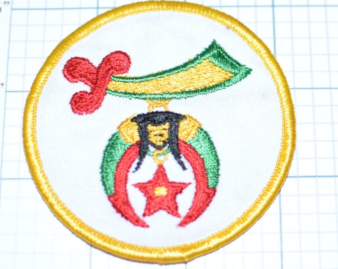 Shriners Iron-On Vintage Patch Masonic Freemason Freemasonry Scimitar Crescent Moon Star Sword Red Fez Childrens Hospitals e19L