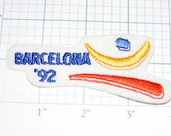 Barcelona '92 Iron-On Vintage Souvenir Patch Spain Summer Olympics RARE XXV Olympiad for Jacket Hat Shirt Sports Memorabilia Collectible s2