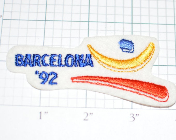 Barcelona '92 Iron-On Vintage Souvenir Patch Spain Summer Olympics RARE XXV Olympiad for Jacket Hat Shirt Sports Memorabilia Collectible s2