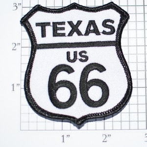Texas US ROUTE 66 Iron-On Biker Patch White on Black Jacket Patch Jeans Patch Backpack Patch Vest Patch USA Travel Patch Road Sign oz2