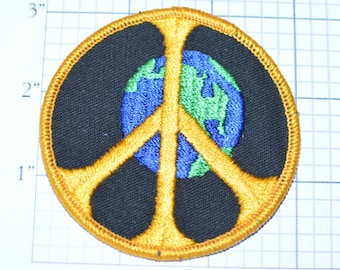 World Peace Iron-on Embroidered Clothing Patch 3" Save The Earth Hippie Boho Bohemian DIY Fashion Accent Antiwar Pacifist Dove Peaceful Logo