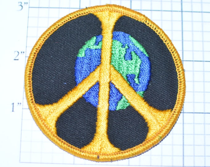 World Peace Iron-on Embroidered Clothing Patch 3" Save The Earth Hippie Boho Bohemian DIY Fashion Accent Antiwar Pacifist Dove Peaceful Logo