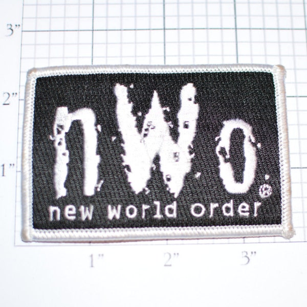 nWo New World Order - Licensed Iron-on Wrestling Clothing Patch Silver on Black s6