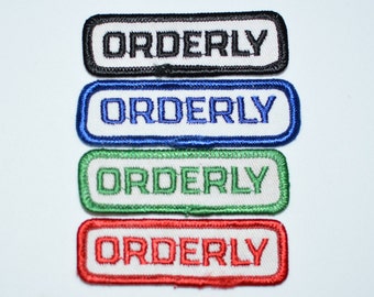 ORDERLY Vintage Sew-on Embroidered Patch Uniform Patch Hospital Patch Attendant Patch Military Patch Clothing Patch Medical Patch nam21
