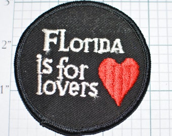Florida is For Lovers Iron-On Vintage Patch Summertime Spring Break Spectacle Travel Patch Souvenir e10a