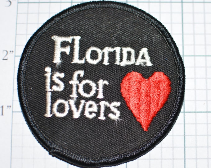 Florida is For Lovers Iron-On Vintage Patch Summertime Spring Break Spectacle Travel Patch Souvenir e10a