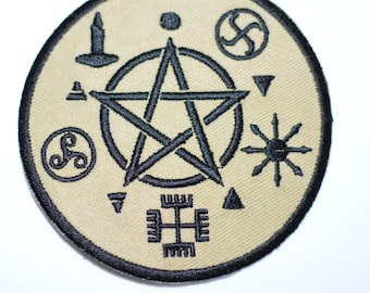 Wicca Symbology 3" Iron-on Embroidered Clothing Patch Star Pentacle Pentagram Witchcraft Pagan Wiccan Magick Occult Witch Magic Air Patch