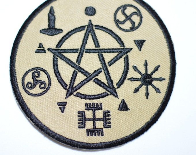 Wicca Symbology 3" Iron-on Embroidered Clothing Patch Star Pentacle Pentagram Witchcraft Pagan Wiccan Magick Occult Witch Magic Air Patch