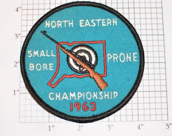 North Eastern Small Bore Prone Championship 1963 Rare Sew-on Vintage Embroidered Patch Shooting Competition Award (Connecticut) CT Crest