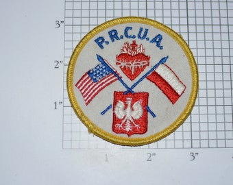P.R.C.U.A. (Polish Roman Catholic Union of America) Vintage Embroidered Clothing Patch (Dingy/Dirty) Religious Collectible Emblem Crest