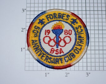 Forbes 50th Anniversary Cub Olympics 1980 BSA Sew-On Vintage Embroidered Patch Uniform Shirt Boy Scouts Badge Collectible Keepsake