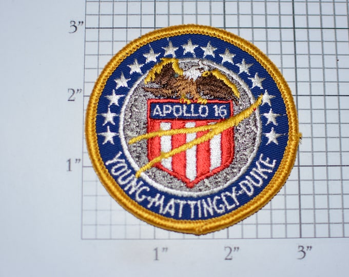 Mint Apollo 16 XVI Vintage Embroidered Iron-on Clothing Patch NASA Space Mission Aerospace Collectible Memorabilia Astronaut Collector Gift