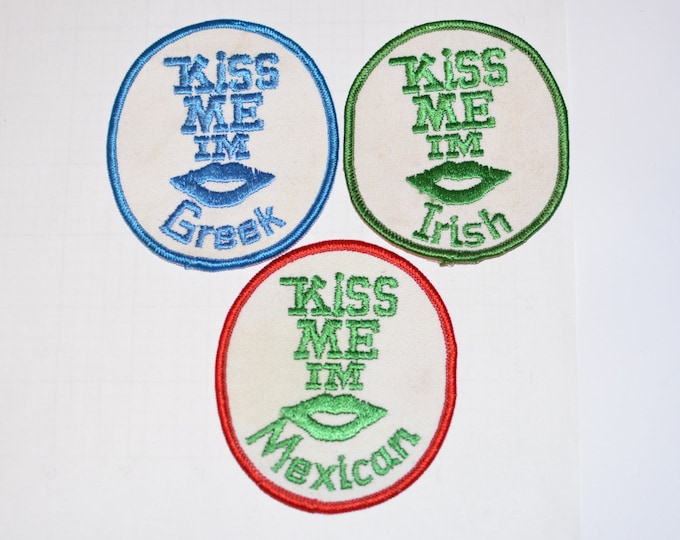 Kiss Me I'm Mexican - Flirty Vintage Iron-on Patch - Ethnic Pride Diversity Jacket Patch Vest Patch Backpack Patch Jeans