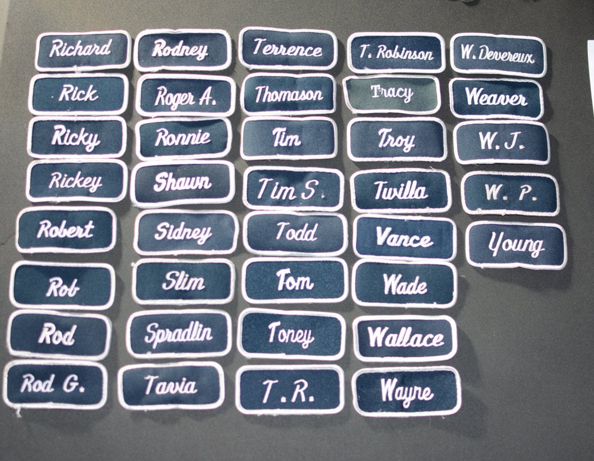 Blue Name Patch Vintage Embroidered Clothing Patch Mechanic