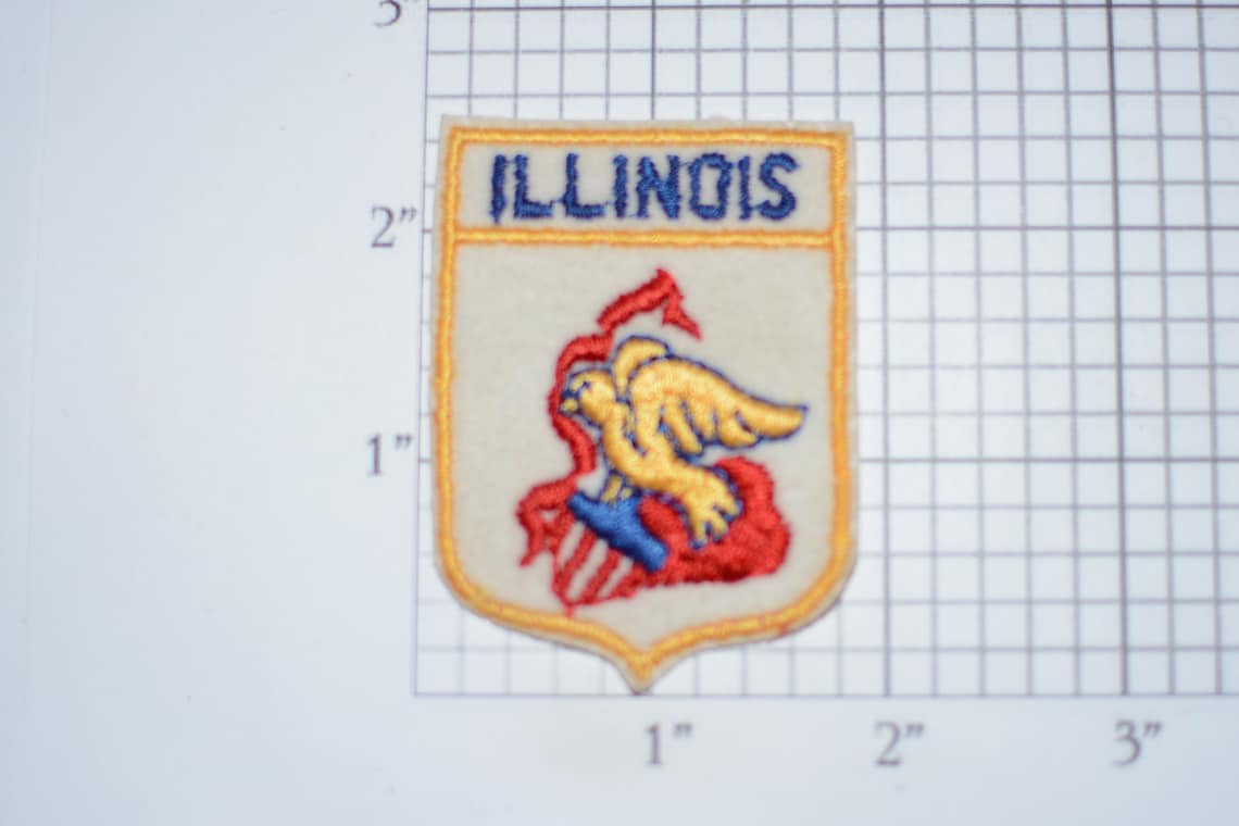 Illinois State Coat of Arms Crest Shield Ironon Vintage Etsy