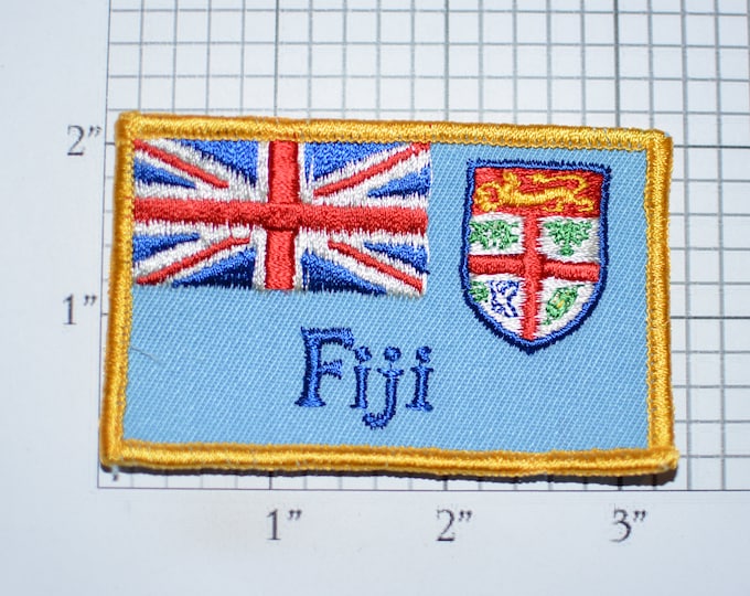 Fiji Flag Sew-On Vintage Embroidered Travel Patch Emblem Badge Trip Souvenir Gift Idea Collectible Vacation Keepsake Coat of Arms Crest Logo
