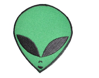 Alien Head Green Iron-On Vintage Clothing Patch Biker Patch for Vest Patch Jacket Patch Backpack Patch Jeans Patch Fun Space Invader e7