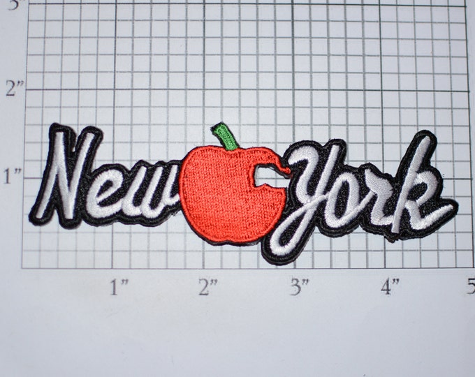 New York Apple Iron-on Embroidered Clothing Patch Travel Souvenir Trip Gift Idea Tourist Keepsake for Jeans Jacket Vest Shirt Backpack NYC