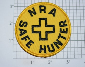 NRA (National Rifle Association)  Safe Hunter 3" Circular Sew-On 1960's Vintage Embroidered Clothing Patch 2nd Amendment Rights Collectible