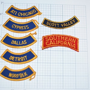 Location Tabs / Rockers, ATI Chicago, Cypress, Dallas, Detroit, Norfolk, Scott Valley, Southern California Vintage Patch Jacket Patch lt1