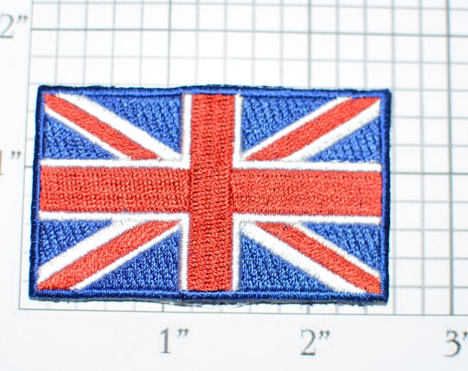 United Kingdom UK Union Jack Flag Iron-On Vintage Embroidered Applique Patch DIY Clothing Project Sewing Crafts Scrapbook Memorabilia e25o