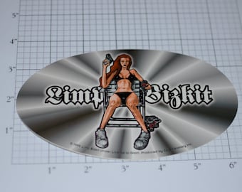 Limp Bizkit Rap Rock Band Vintage 1999 Authentic Officially Licensed Music Large Oval Glossy Sticker Bikini Girl Gun Collectible Keepsake
