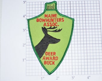 Maine Bowhunters Association Deer Award Buck Vintage Sew-on Embroidered Clothing Patch for Jacket Coat Vest Shirt Souvenir Memorabilia e28n