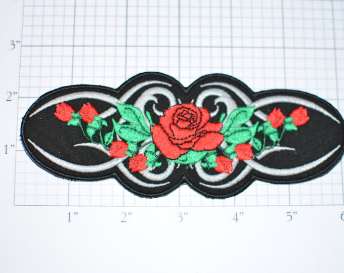 Red Roses Embroidered Patch Tribal Design Iron-On Patch Jacket Patch Vest Patch Motorcycle Patch Biker Patch Flower Patch Lady Rider  ozb