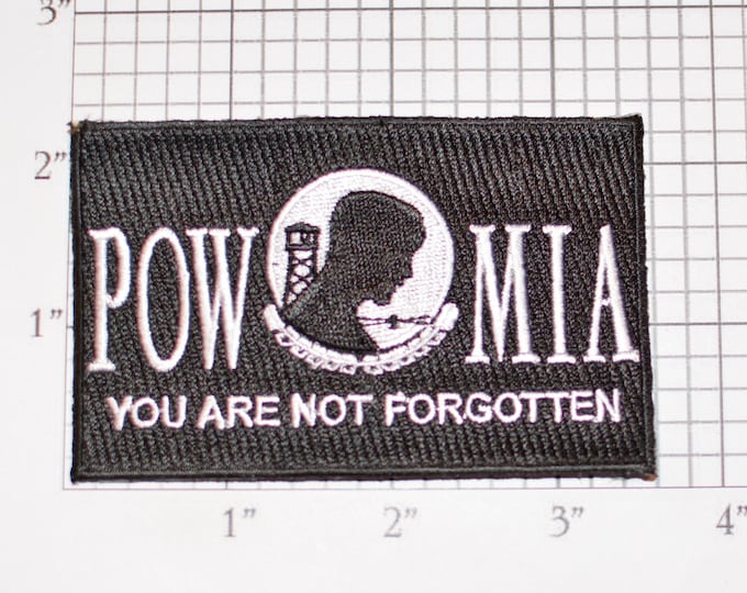 POW MIA You Are Not Forgotten Iron-on Embroidered Clothing Patch Biker Jacket Vest MC Motorcycle Rider War Hero Veteran Vet Remembrance Logo