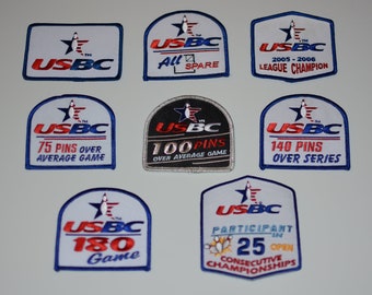 USBC (US Bowling Congress) Iron-on Embroidered Clothing Patch Bowler Achievement Award Badge Memento Keepsake Gift Collectible Logo Insignia
