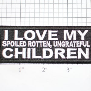 I Love My (Spoiled Rotten Ungrateful) Children Iron-On Embroidered Clothing Patch for Biker Jacket Vest MC Shirt Hat Bag Funny Sarcastic