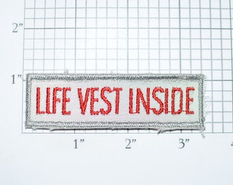 Life Vest Inside Sew-On Vintage Embroidered Patch Airplane Boating Flotation Swimming Pool Lifeguard Beaches DIY Craft Project Emblem e32b