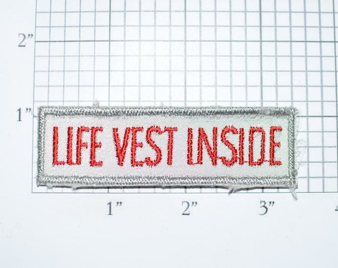 Life Vest Inside Sew-On Vintage Embroidered Patch Airplane Boating Flotation Swimming Pool Lifeguard Beaches DIY Craft Project Emblem e32b
